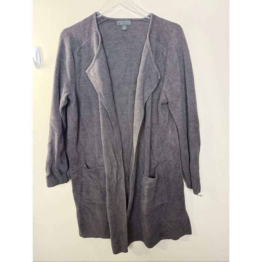 Barefoot Dreams CozyChic Ultra Lite Gray Ribbed Shawl Cardigan Drape Front Loung